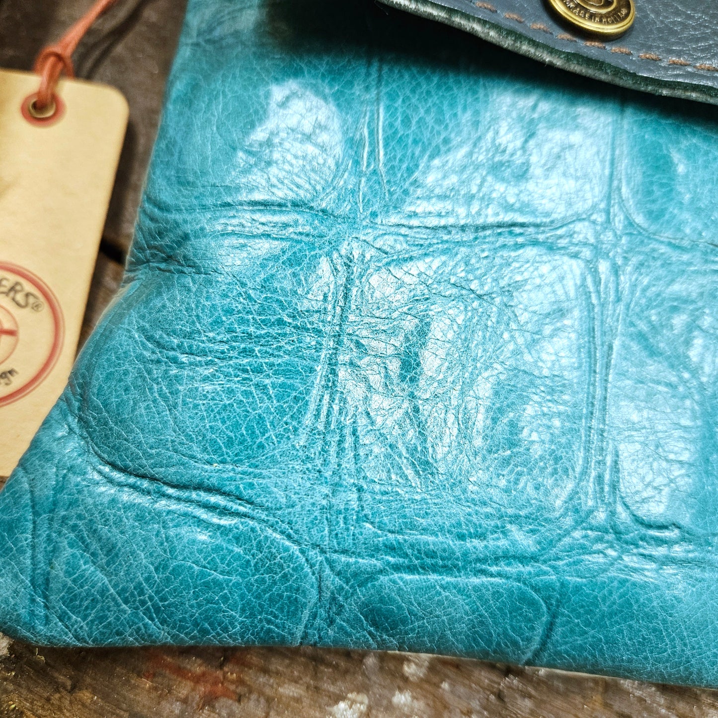 Hippers 2-zijdig vintage aqua croco/wit