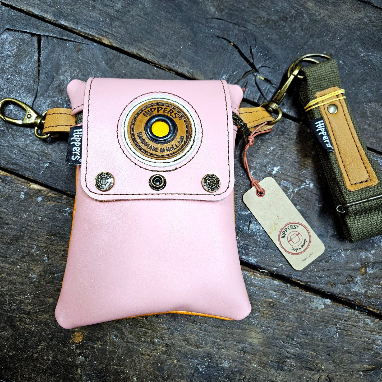 Hippers 2-zijdig vintage oranje croco/roze