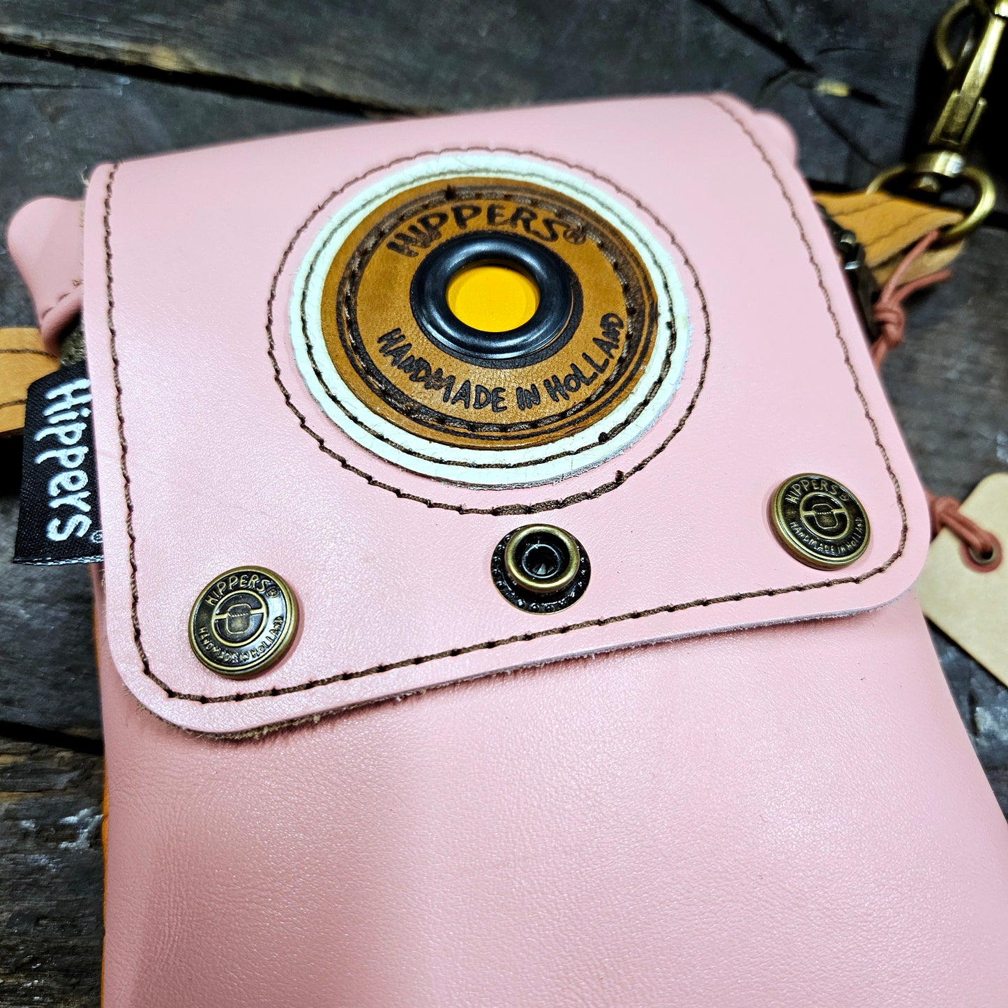 Hippers 2-zijdig vintage oranje croco/roze