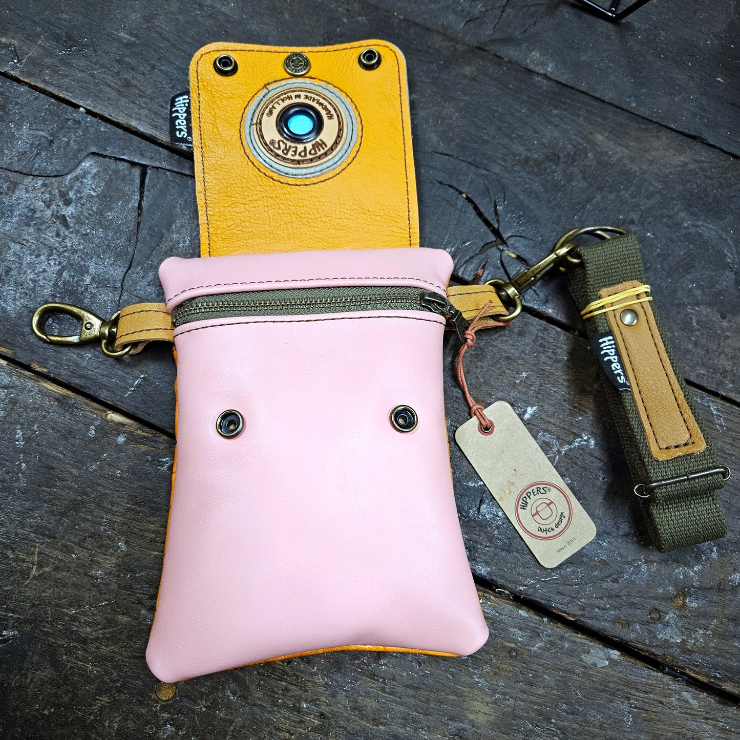 Hippers 2-zijdig vintage oranje croco/roze