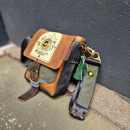 Gordeltas mini bruin groen