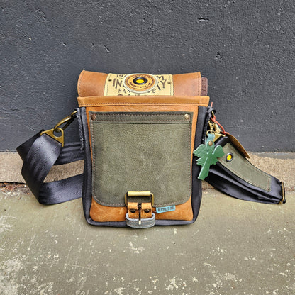 Gordeltas mini bruin groen