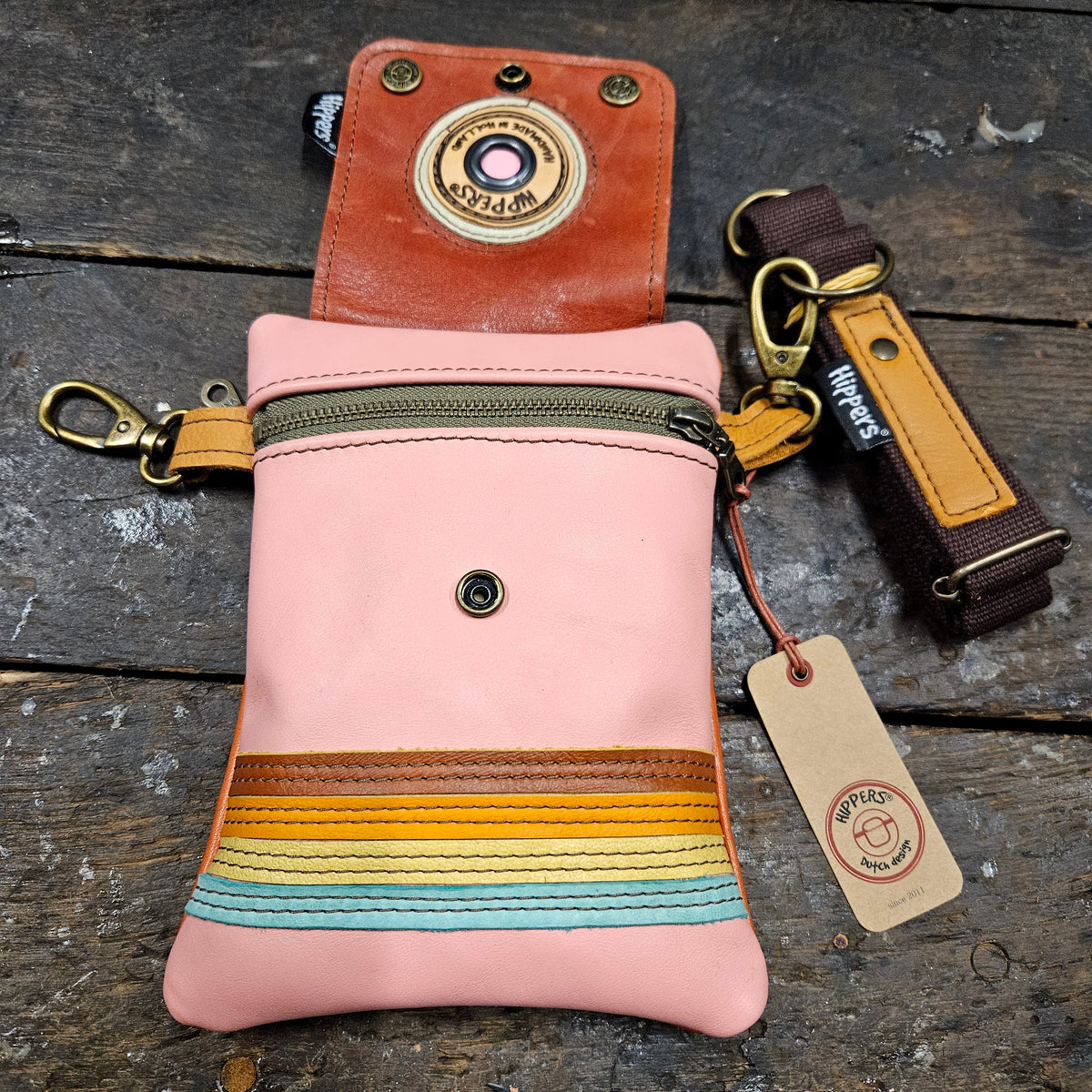 Hippers 2-zijdig vintage roze/ oranjerood