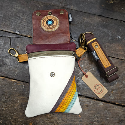 Hippers 2-zijdig vintage grijswit/paarsbordeaux