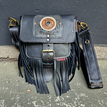 Gordeltas mini zwart franje
