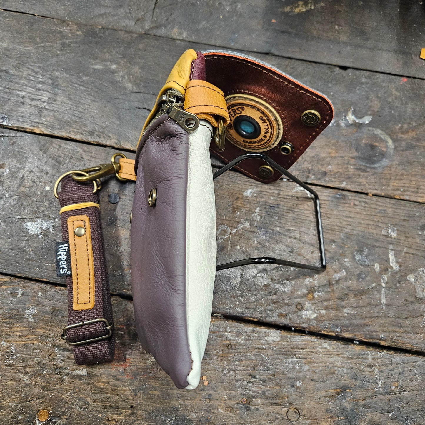 Hippers 2-zijdig vintage grijswit/paarsbordeaux