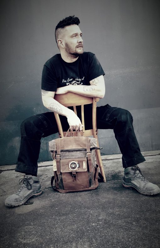 Raw Rugzak leer/canvas grijs-bruin/khaki - Afbeelding 3