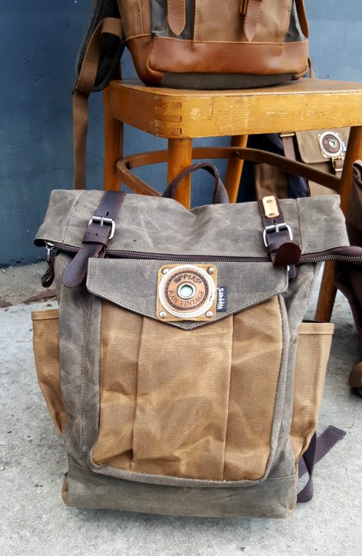 Raw Rugzak leer/canvas grijs-bruin/khaki - Afbeelding 5