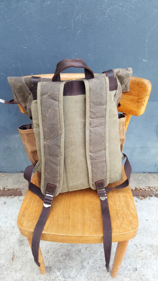 Raw Rugzak leer/canvas grijs-bruin/khaki - Afbeelding 4
