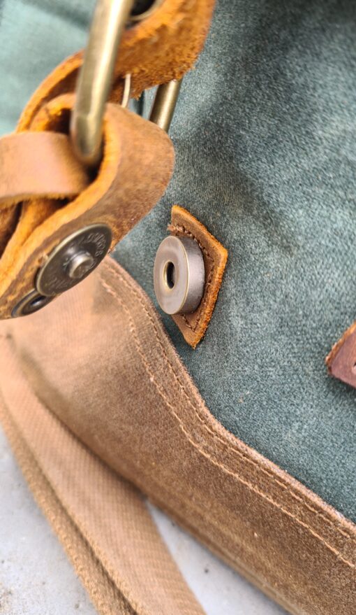 Raw Vintage schoudertas laptoptas leer/canvas groen - Afbeelding 7