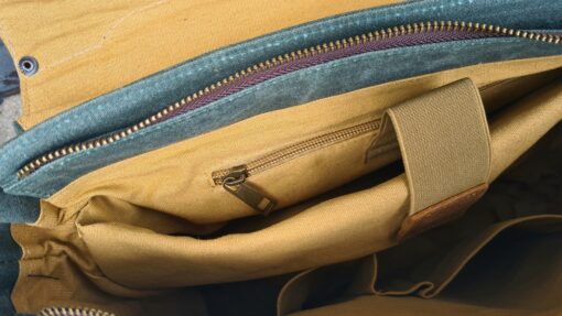 Raw Vintage schoudertas laptoptas leer/canvas groen - Afbeelding 12