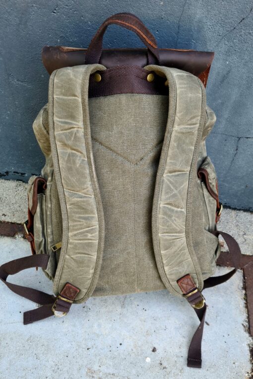 Raw Rugzak leer/canvas army - Afbeelding 5