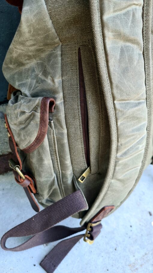 Raw Rugzak leer/canvas army - Afbeelding 6