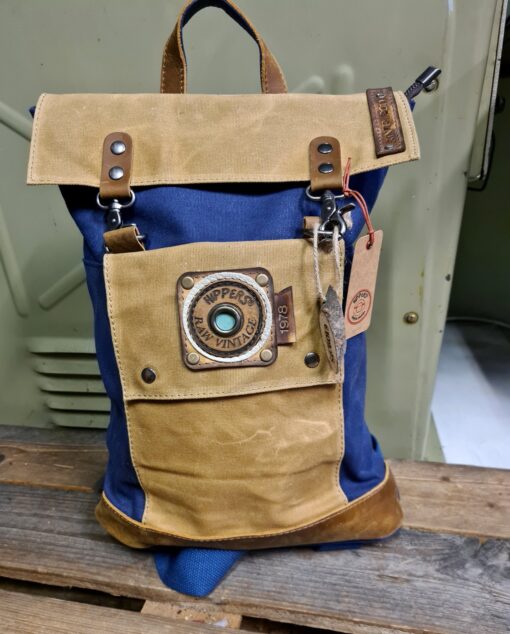Vintage Raw Rugzak blauw Canvas/leer - Afbeelding 9
