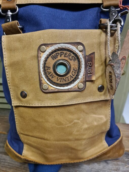 Vintage Raw Rugzak blauw Canvas/leer - Afbeelding 2