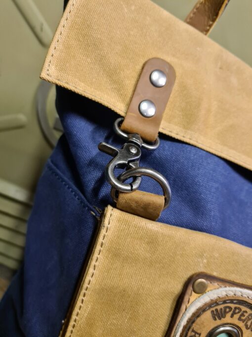 Vintage Raw Rugzak blauw Canvas/leer - Afbeelding 3