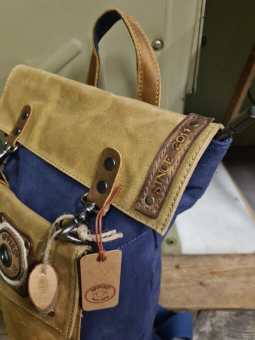 Vintage Raw Rugzak blauw Canvas/leer - Afbeelding 4