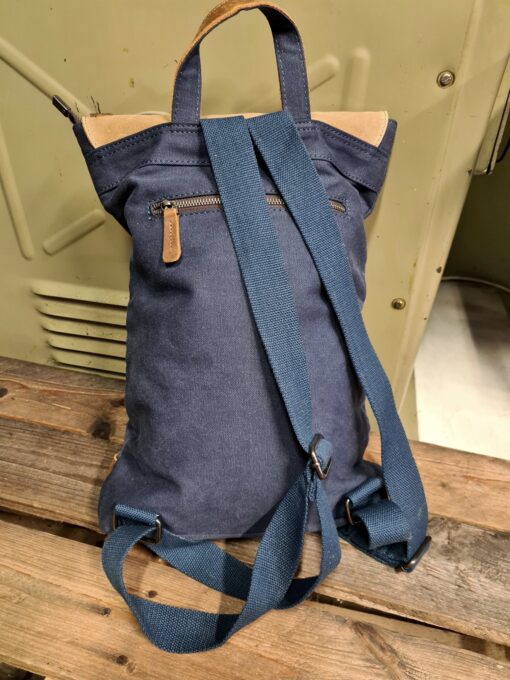 Vintage Raw Rugzak blauw Canvas/leer - Afbeelding 6