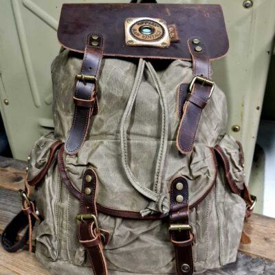 Raw Rugzak leer/canvas army