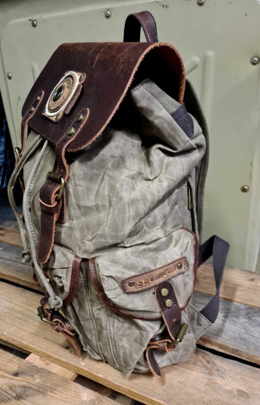 Raw Rugzak leer/canvas army - Afbeelding 2