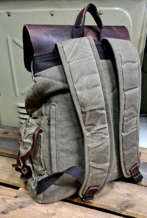 Raw Rugzak leer/canvas army - Afbeelding 8