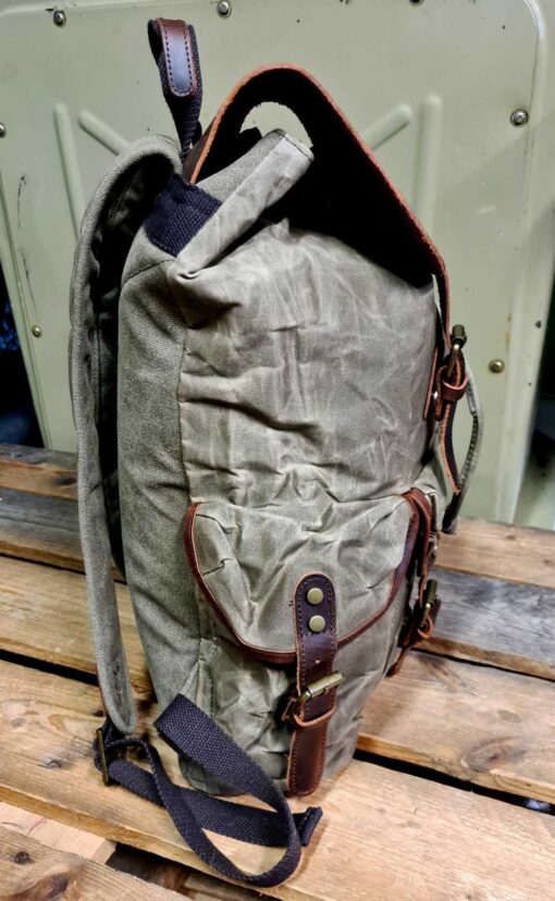 Raw Rugzak leer/canvas army - Afbeelding 4