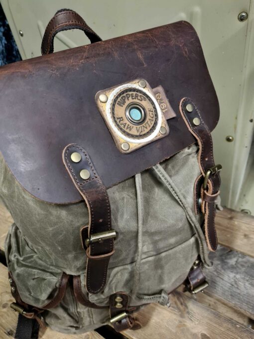 Raw Rugzak leer/canvas army - Afbeelding 3