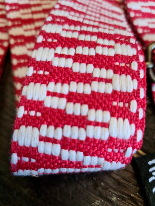 Schouderband rood/wit (bruin leer) - Afbeelding 2