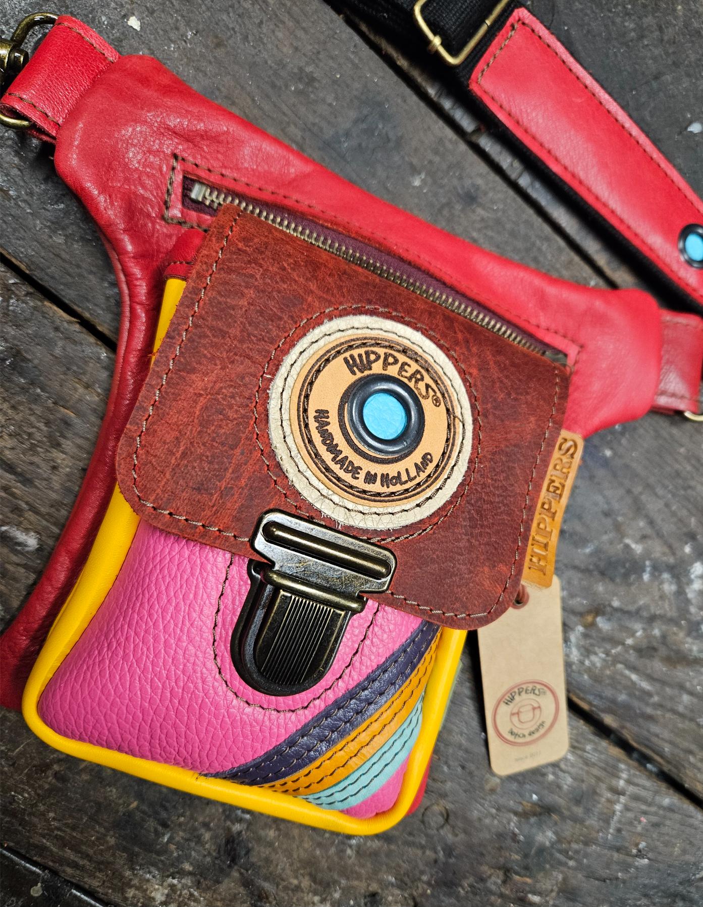 Luxe Hippers heuptas rood geel roze stripes - Afbeelding 3