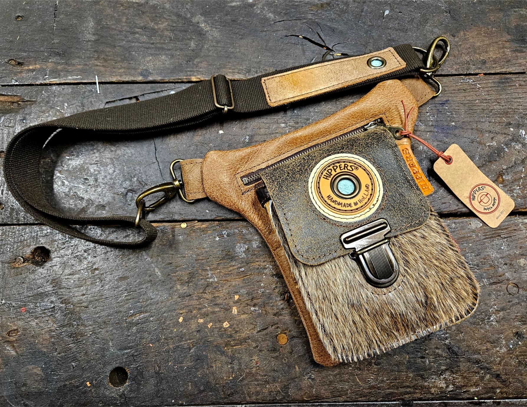 Luxe Hippers heuptas zwart bruin vacht