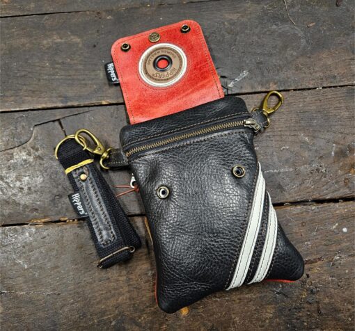 Dubbele Hippers Heuptas zwart/rood sport stripes - Afbeelding 3