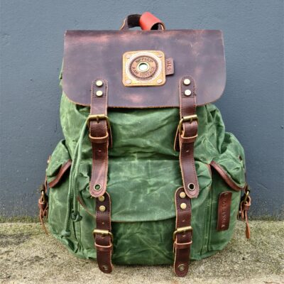 Raw Rugzak leer/canvas groen