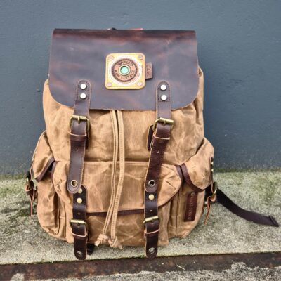 Raw Rugzak leer/canvas camel