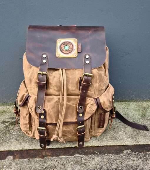 Raw Rugzak leer/canvas camel