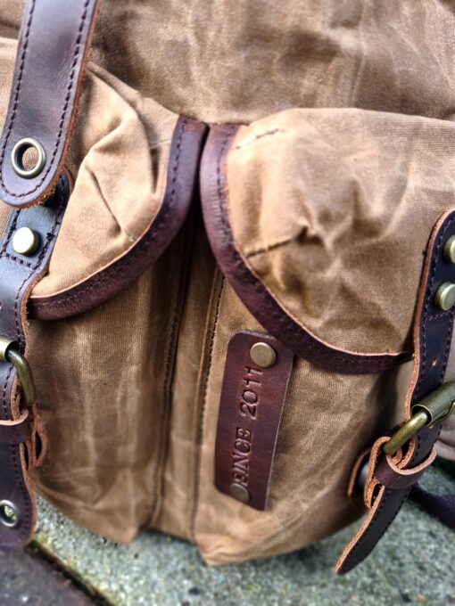 Raw Rugzak leer/canvas camel - Afbeelding 4