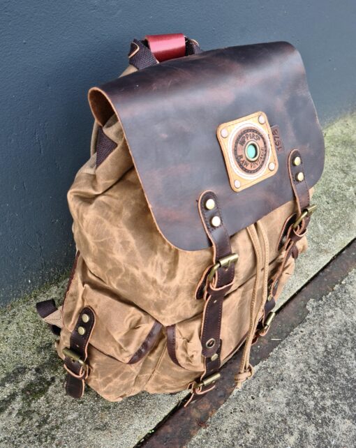 Raw Rugzak leer/canvas camel - Afbeelding 6