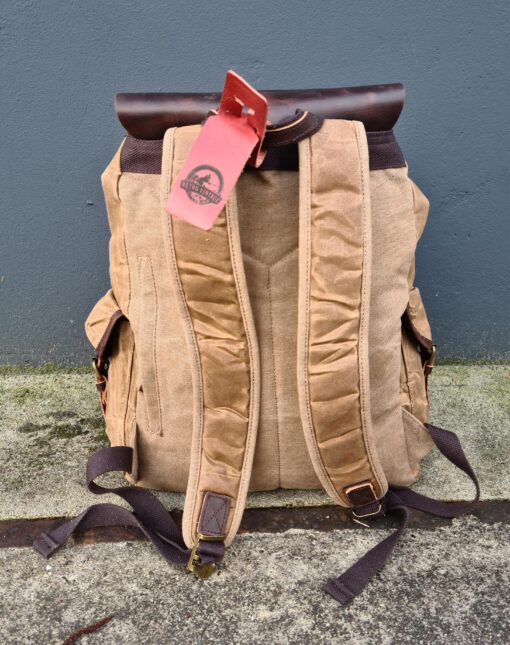 Raw Rugzak leer/canvas camel - Afbeelding 7