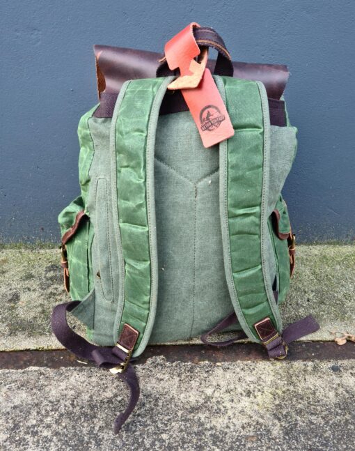 Raw Rugzak leer/canvas groen - Afbeelding 5