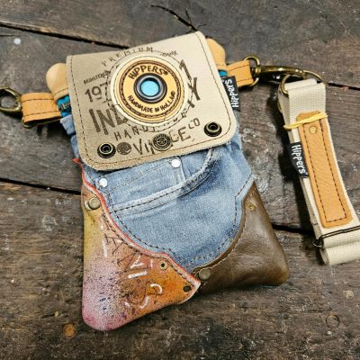 Hippers heuptas 2-zijdig jeans /petrol vintage stripes