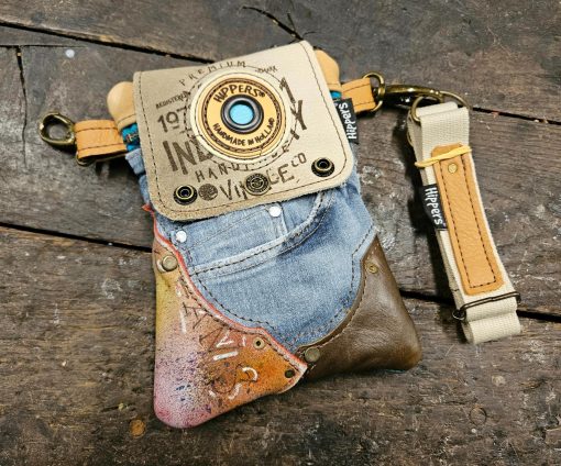 Hippers heuptas 2-zijdig jeans /petrol vintage stripes
