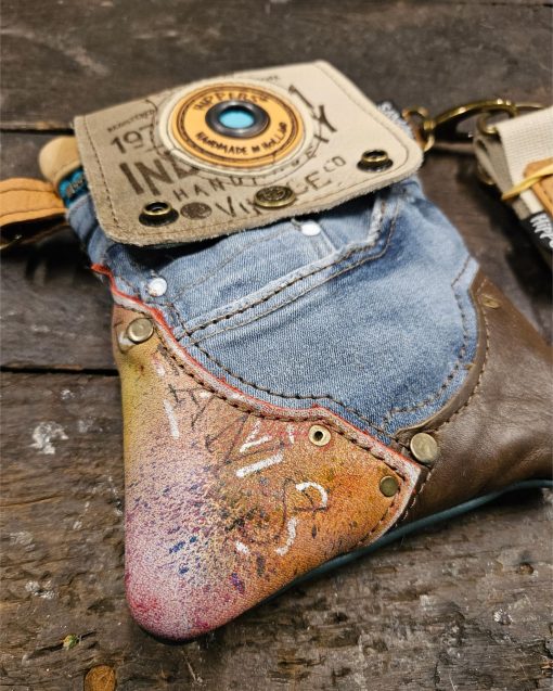 Hippers heuptas 2-zijdig jeans /petrol vintage stripes - Afbeelding 2