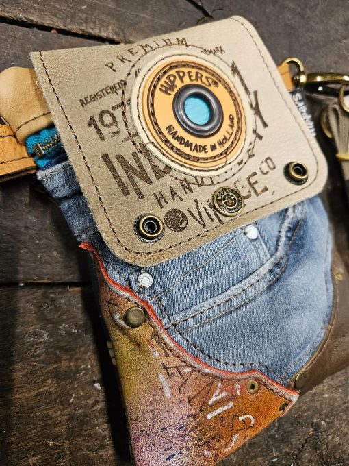 Hippers heuptas 2-zijdig jeans /petrol vintage stripes - Afbeelding 3
