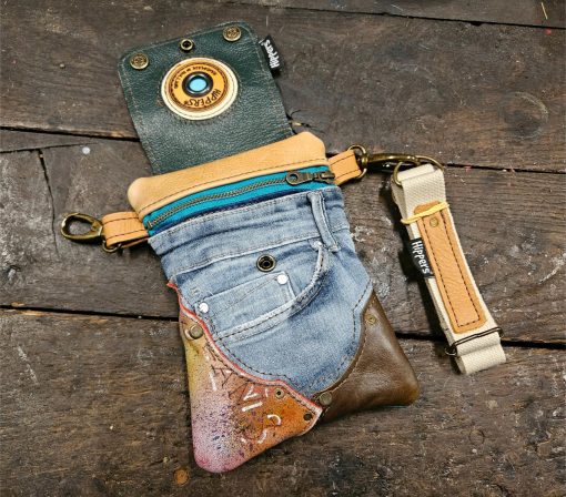 Hippers heuptas 2-zijdig jeans /petrol vintage stripes - Afbeelding 4