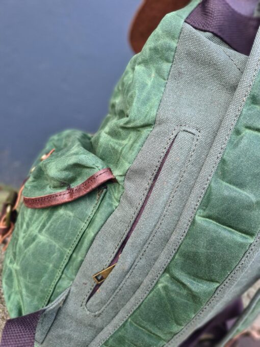 Raw Rugzak leer/canvas groen - Afbeelding 8