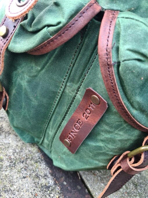 Raw Rugzak leer/canvas groen - Afbeelding 9