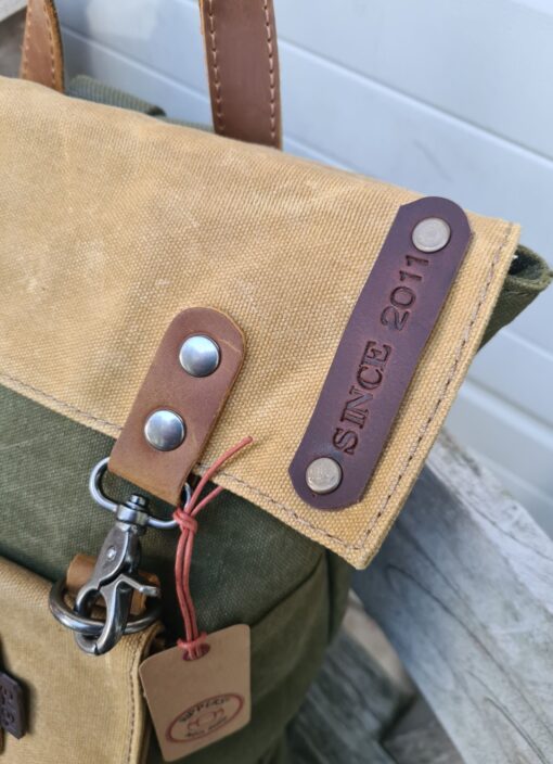 Vintage Raw Rugzak green Canvas/leer - Afbeelding 4