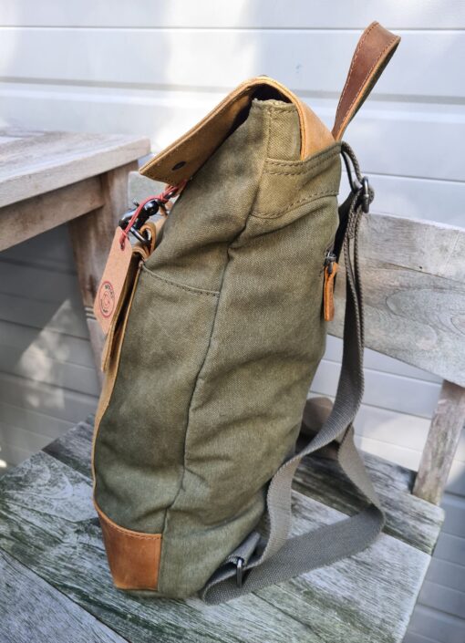 Vintage Raw Rugzak green Canvas/leer - Afbeelding 6
