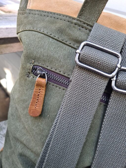 Vintage Raw Rugzak green Canvas/leer - Afbeelding 8