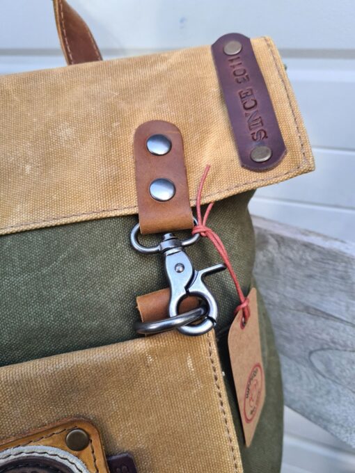 Vintage Raw Rugzak green Canvas/leer - Afbeelding 9