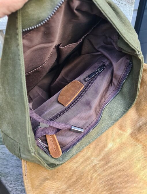 Vintage Raw Rugzak green Canvas/leer - Afbeelding 10